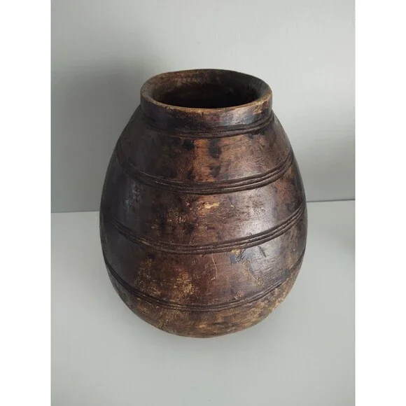Lozi Tribe Of Zambia Africa Carved Wood Beer Milk Vessel Pot, Early 20th Century